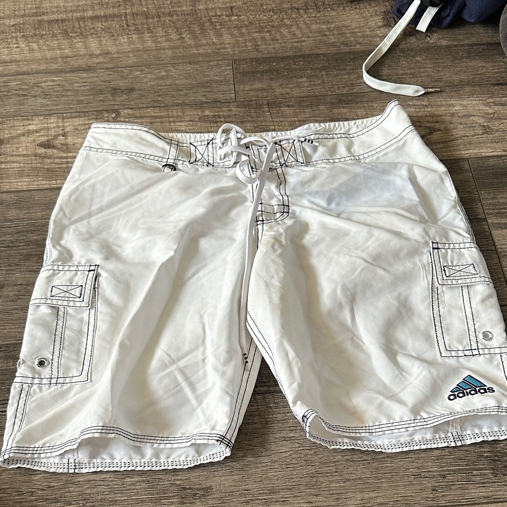 Adidas White Board Shorts with Logo